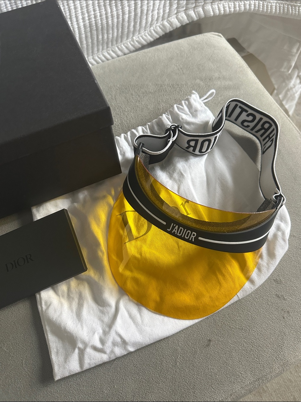 Dior Yellow Transparent Visor with Black J'ADIOR Elastic